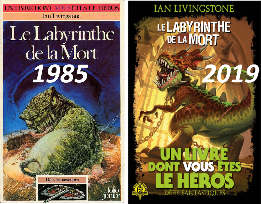 Comparaison des couvertures Le labyrinthe de la mort 1985 vs 2019